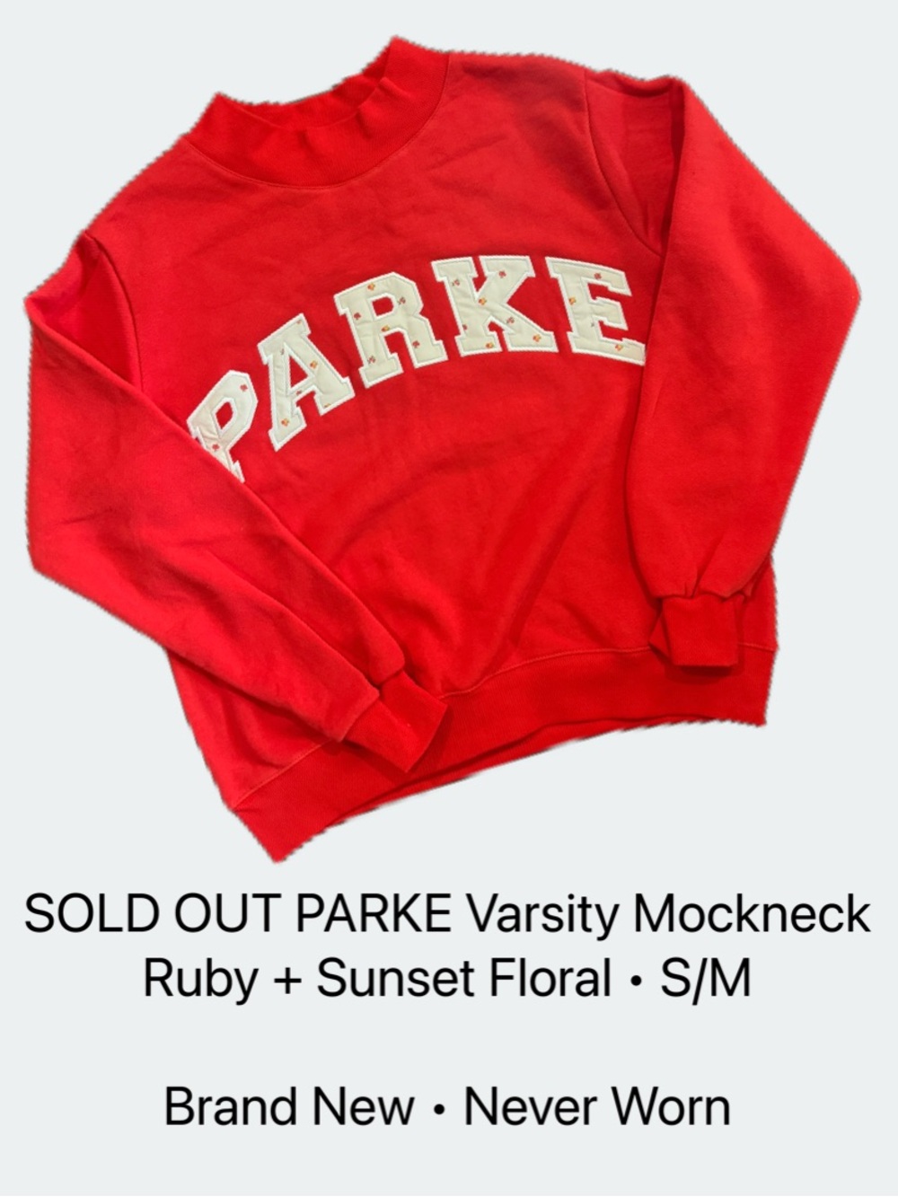 PARKE Ruby Mockneck Sweatshirt with Cream Varsity Letters